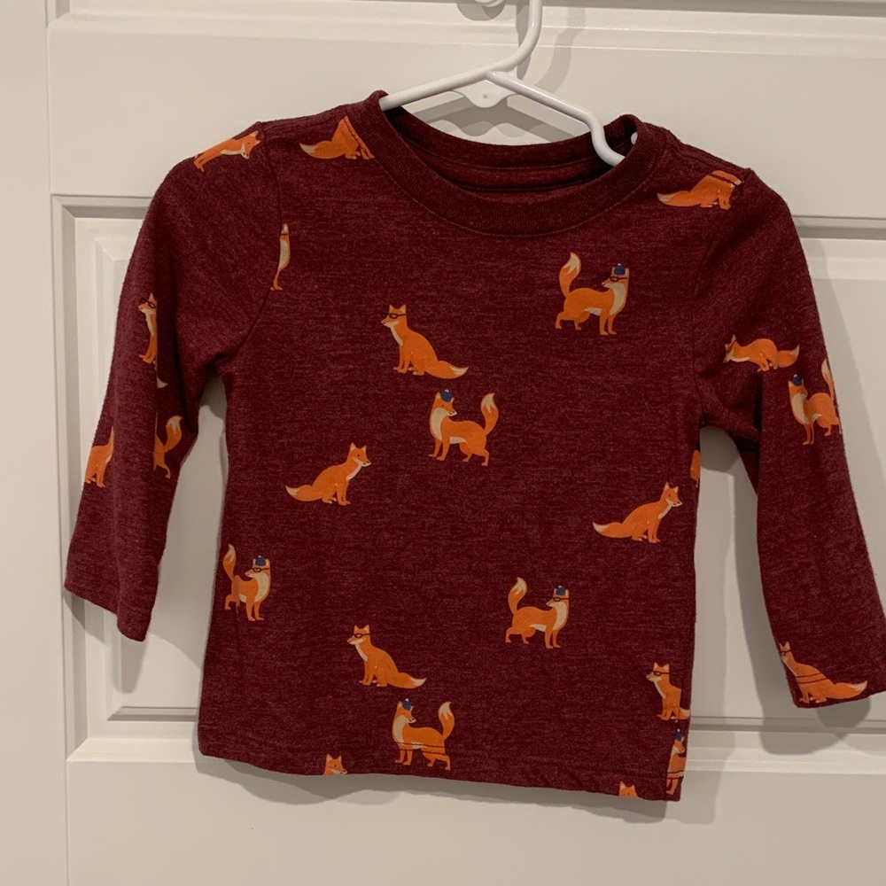 Cat & Jack Fox Pattern Long Sleeve Tee